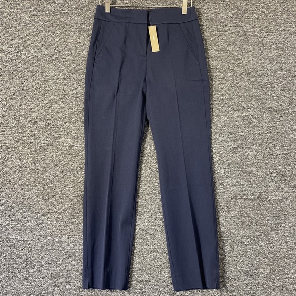 NEW J.Crew Remi Dress Pants Women 0 Blue Bi-Stretch CottonBlnd Pockets Zip AV394 - Picture 1 of 10